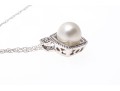 10K White Gold Necklace With Classic Bright White Pearl Pendant