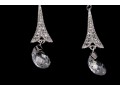 Sterling Silver Graceful Briolette Pendant Earrings Set With Round Brilliant Cut CZ Stones