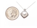 10K White Gold Necklace With Classic Bright White Pearl Pendant