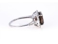 Contemporary 10K White Gold And Smoky Quartz Ring, Size 7.25