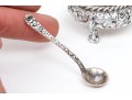 American High Relief Sterling Silver Salt With Spoon And Caster, 3.16 Ozt.
