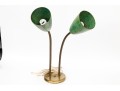 Vintage Fiberglass And Brass Double Gooseneck Adjustable Table Lamp
