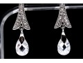 Sterling Silver Graceful Briolette Pendant Earrings Set With Round Brilliant Cut CZ Stones