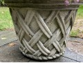 Cast Cement Basket Weave Pattern Planter 