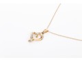 14k Yellow Gold Retro Diamond Set Heart Pendant, App. 0.04 TCW, With Chain