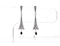 Sterling Silver Graceful Briolette Pendant Earrings Set With Round Brilliant Cut CZ Stones