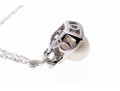 10K White Gold Necklace With Classic Bright White Pearl Pendant