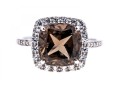 Contemporary 10K White Gold And Smoky Quartz Ring, Size 7.25
