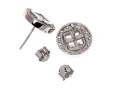 Sterling Silver Distinctive High Polished Round Flat Button Earring With Princess Cut And Round CZ's