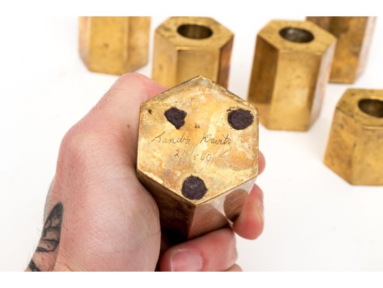 Sandra Kravitz Ltd. Ed. Solid Brass Set Of Eight Candlesticks