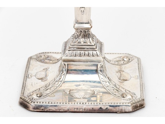 Pair Of Georgian Sterling Silver Weighted Candlesticks