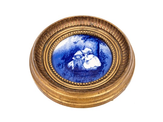 English Royal Doulton Blue And White Transferware Framed Plaque