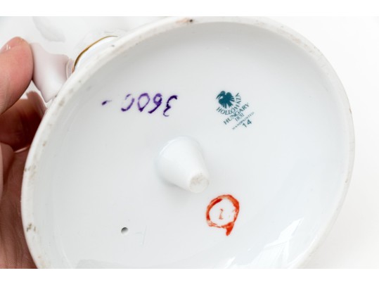 Hungarian Hollóháza Porcelain Figurine Of A Woman With Umbrella