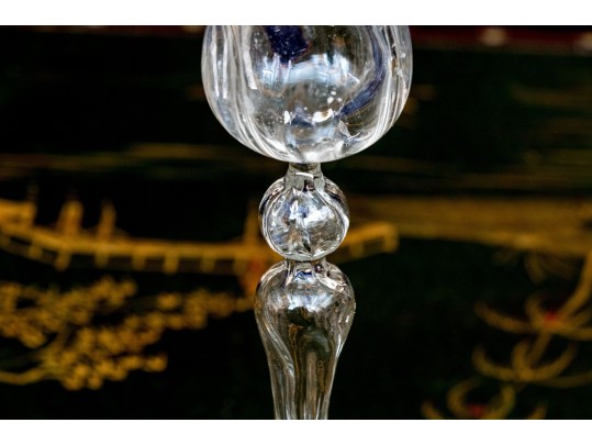 Pair Of Fabulous Hand-blown Glass Candlesticks