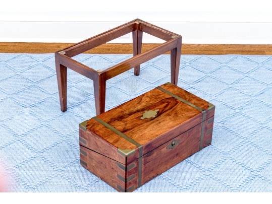 English Victorian Campaign Lap Desk On Stand, Ca. 1850