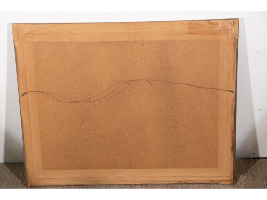 Signed Watercolor, Vast Landscape With Bending River And Mountains