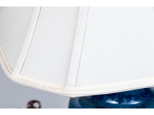 Pair Of Chinese Blue Glazed Vases Mounted As Table Lamps