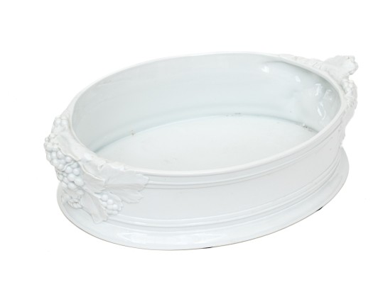 Vista Allegre For Mottahedeh White Glazed Ceramic Oval Center Bowl