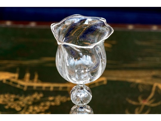 Pair Of Fabulous Hand-blown Glass Candlesticks