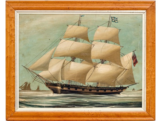 Signed W. Fletcher Oil On Canvas, Clipper Ship