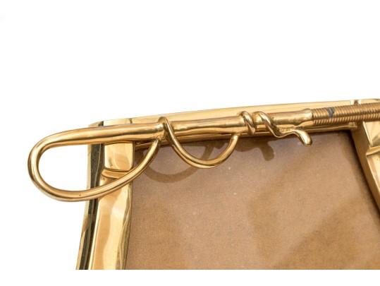 Esquestian Brass Horseshoe Tabletop Picture Frame.