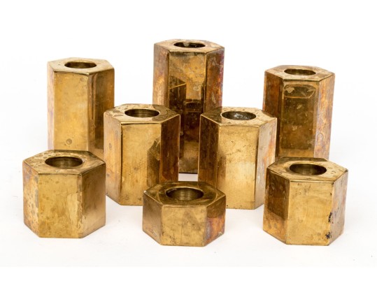 Sandra Kravitz Ltd. Ed. Solid Brass Set Of Eight Candlesticks