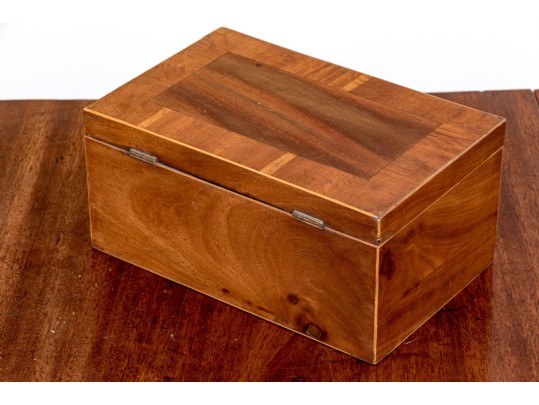 Antique Mahogany And Satinwood Banded Tea Caddy