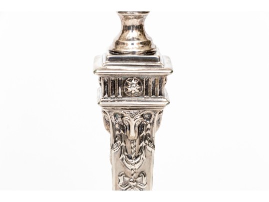 Pair Of Georgian English London Weighted Sterling Silver Candlesticks