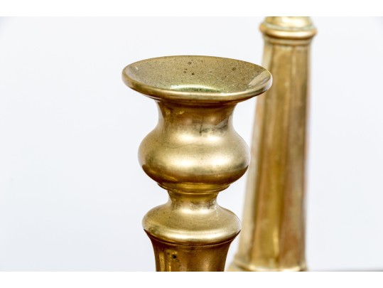 Four 19th C. Brass Candlesticks