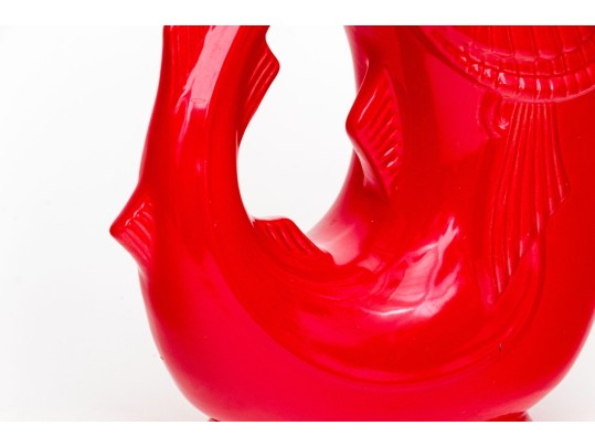 Shreve, Crump & Low Of Boston Red Glazed Fish Form Pitcher