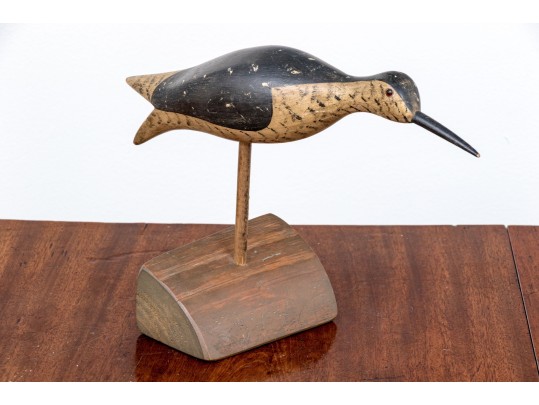 Signed Stevens Carved Wood Seabird On Stand