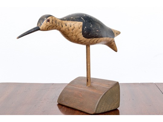 Signed Stevens Carved Wood Seabird On Stand
