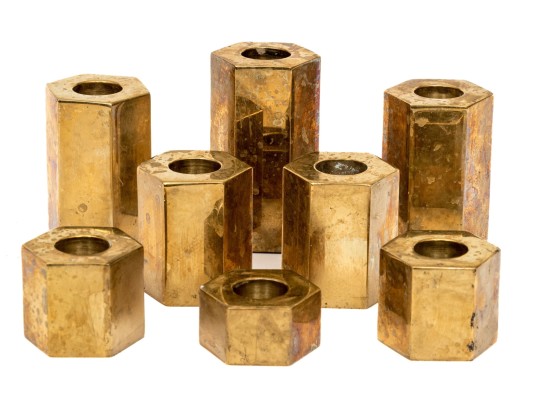 Sandra Kravitz Ltd. Ed. Solid Brass Set Of Eight Candlesticks