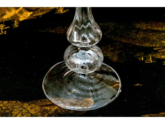 Pair Of Fabulous Hand-blown Glass Candlesticks