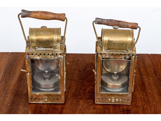 Pair Of Antique Heinrich Gillet Edenkoben Brass Lanterns