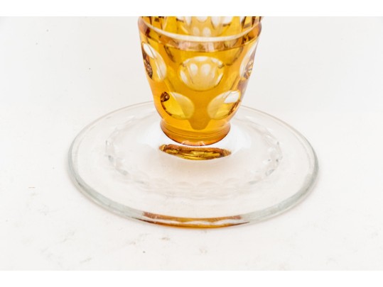 Bohemian Style Yellow Cut To Clear Crystal Fluted Vase