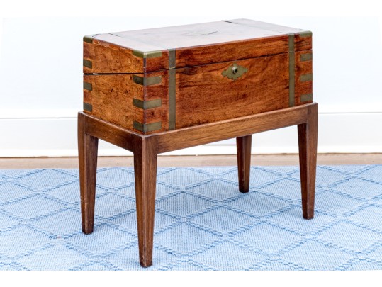 English Victorian Campaign Lap Desk On Stand, Ca. 1850