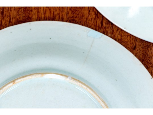 Assembled Set Of Nine 19th C. Chinese Export Blue And White Porcelain Plates