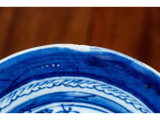 Collection Of Nine Antique 19th C. Chinese Export Blue And White Canton Pattern Porcelain