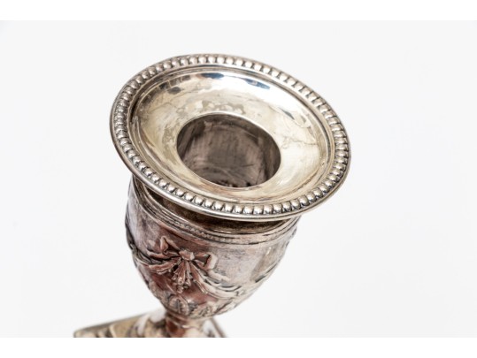 Pair Of Georgian Sterling Silver Weighted Candlesticks