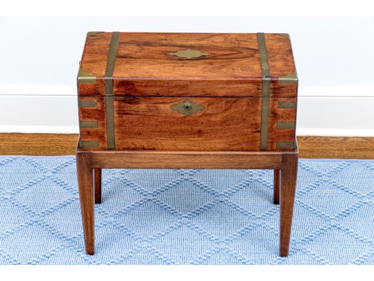 English Victorian Campaign Lap Desk On Stand, Ca. 1850