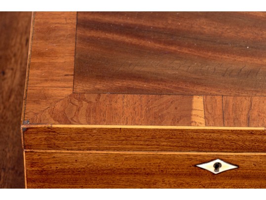 Antique Mahogany And Satinwood Banded Tea Caddy