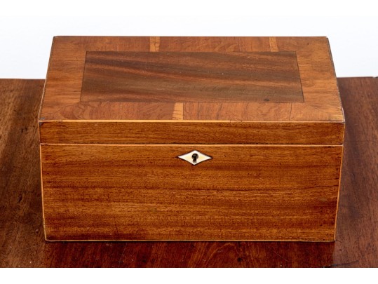 Antique Mahogany And Satinwood Banded Tea Caddy