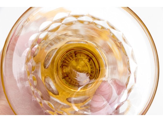 Bohemian Style Yellow Cut To Clear Crystal Fluted Vase