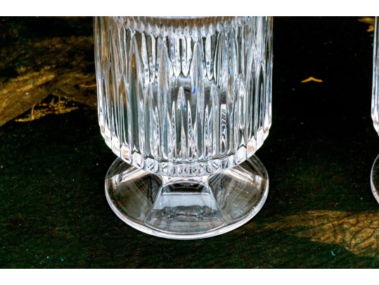 Pair Of Quality Glass Footed Hurricanes