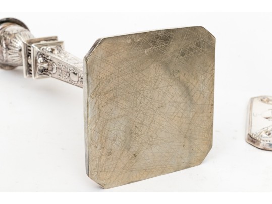 Pair Of Georgian English London Weighted Sterling Silver Candlesticks