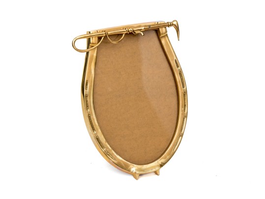 Esquestian Brass Horseshoe Tabletop Picture Frame.