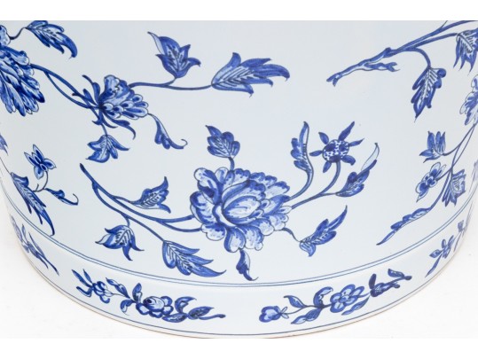 Large Tiffany & Co. Made In France Twin Handled Blue And White Porcelain Planter