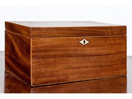 Antique Mahogany And Satinwood Banded Tea Caddy
