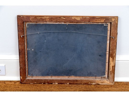 Antique Oil On Board, Horse And Dogs In Landscape